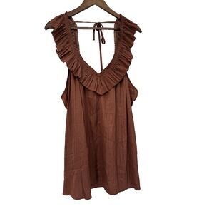 NWT Satin Ruffle Tank Top Rust copper Stitch Fix Nine britton 3X plus fairy